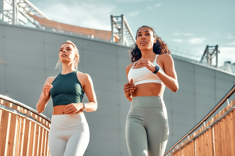 Two young females running