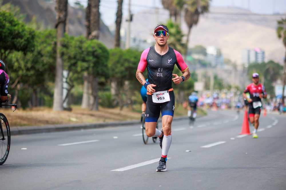 Male running triathlon