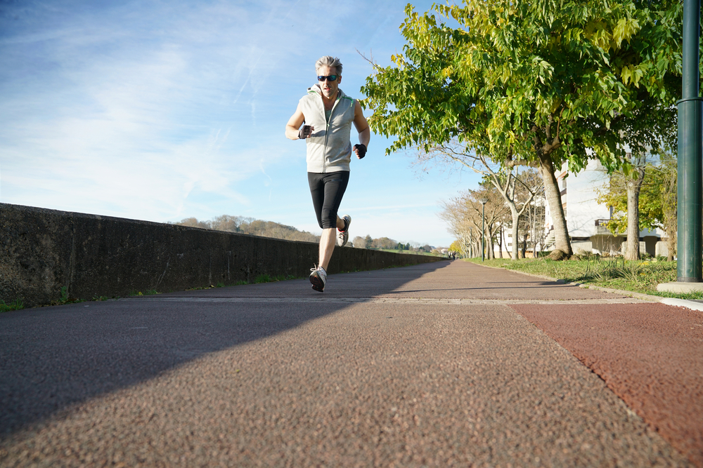 Man in the late forties running