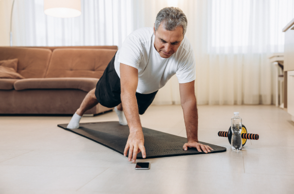 Man doing fitness on the floor