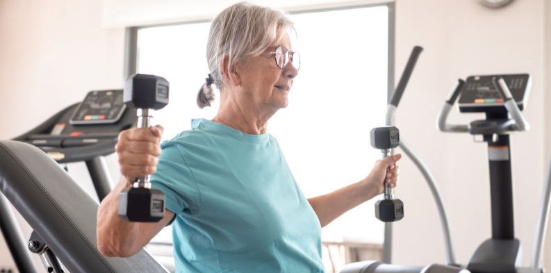 Old woman at the gym