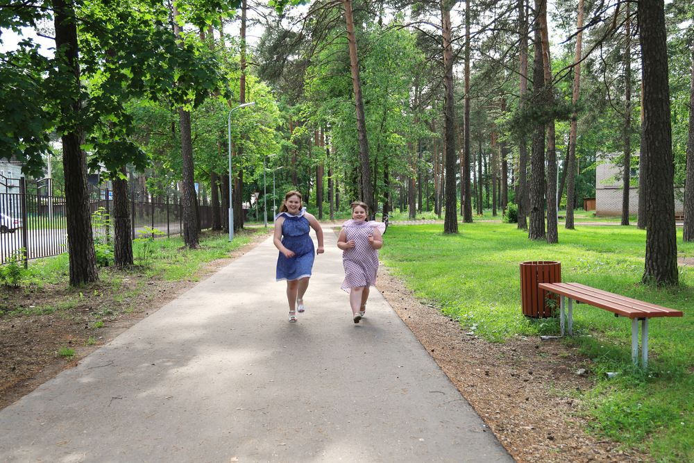 Young girls running