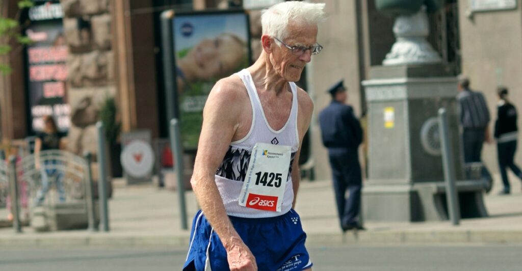 Old man running