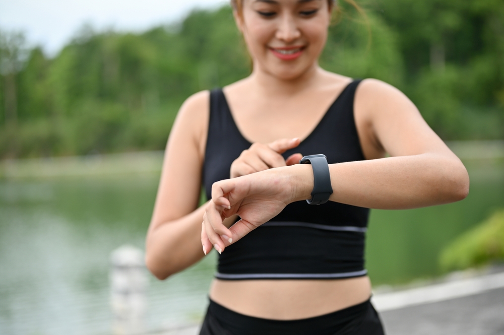 Woman with fitness watch