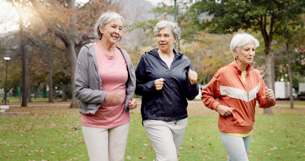 Senior women walking