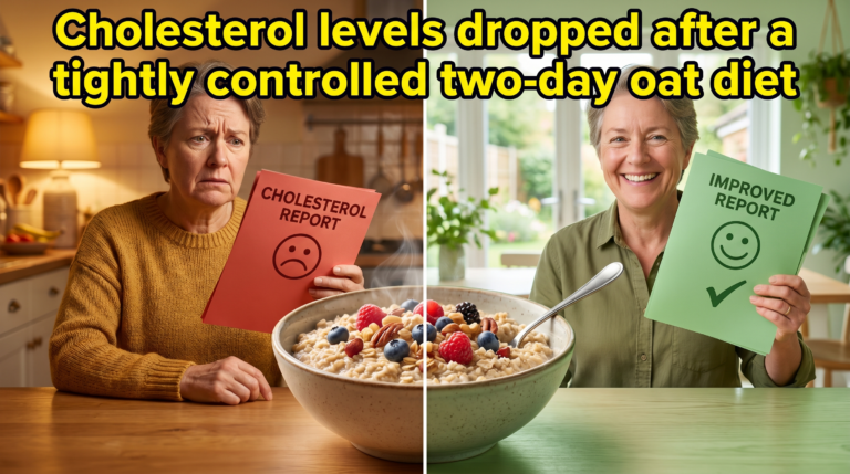 Cholesterol levels dropped after a tightly controlled two-day oat diet