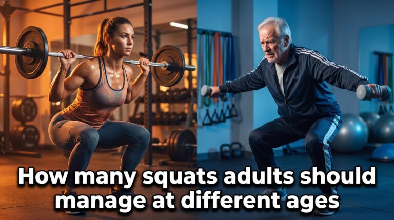 How many squats adults should manage at different ages